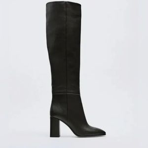 ZARA heeled leather knee high boots